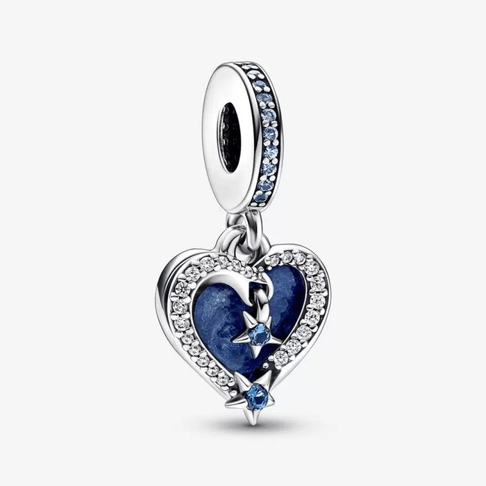 PANDORA Celestial Shooting Star Heart Double Dangle Charm