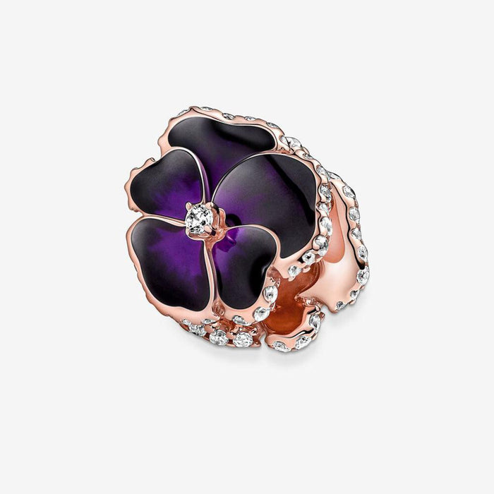 PANDORA : Deep Purple Pansy Flower Charm -