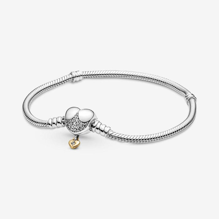 Pandora Moments Heart Clasp Snake Chain Necklace, Sterling silver