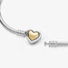 PANDORA : Domed Golden Heart Clasp Snake Chain Bracelet -
