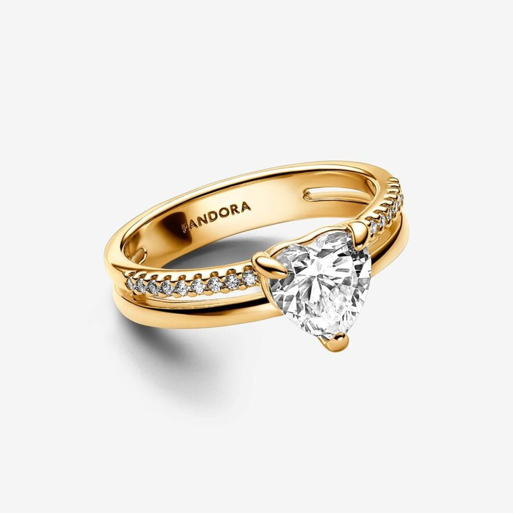 PANDORA : Double Band Heart Ring - Gold - Annies Hallmark and Gretchens ...