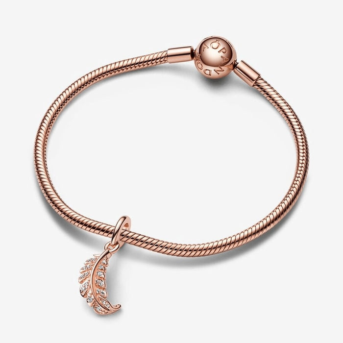 PANDORA : Floating Curved Feather Dangle Charm -