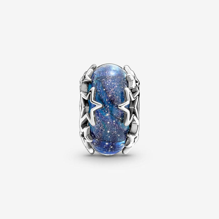 PANDORA : Galaxy Blue & Star Murano Charm -