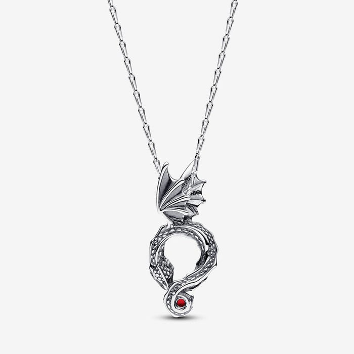 PANDORA : Game of Thrones Curved Dragon Pendant Necklace in Sterling Silver - PANDORA : Game of Thrones Curved Dragon Pendant Necklace in Sterling Silver