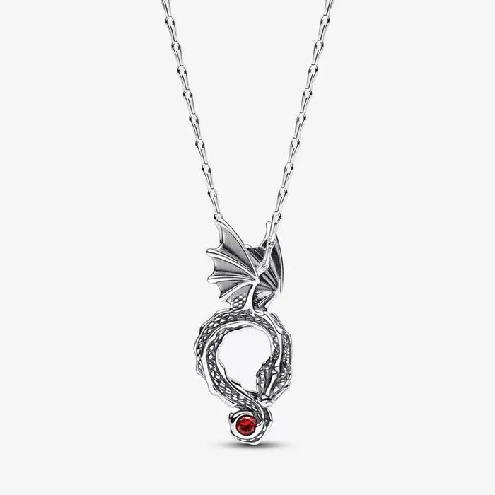 PANDORA : Game of Thrones Curved Dragon Pendant Necklace in Sterling Silver - PANDORA : Game of Thrones Curved Dragon Pendant Necklace in Sterling Silver