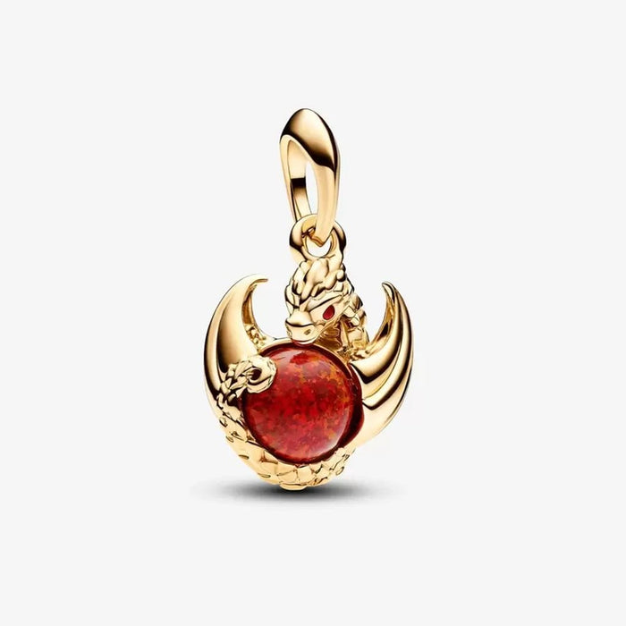 PANDORA : Game of Thrones Dragon Fire Dangle Charm in 14k Gold-plated unique metal blend - PANDORA : Game of Thrones Dragon Fire Dangle Charm in 14k Gold-plated unique metal blend