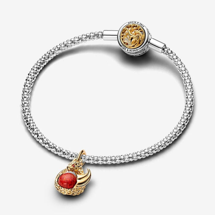 PANDORA : Game of Thrones Dragon Fire Dangle Charm in 14k Gold-plated unique metal blend - PANDORA : Game of Thrones Dragon Fire Dangle Charm in 14k Gold-plated unique metal blend