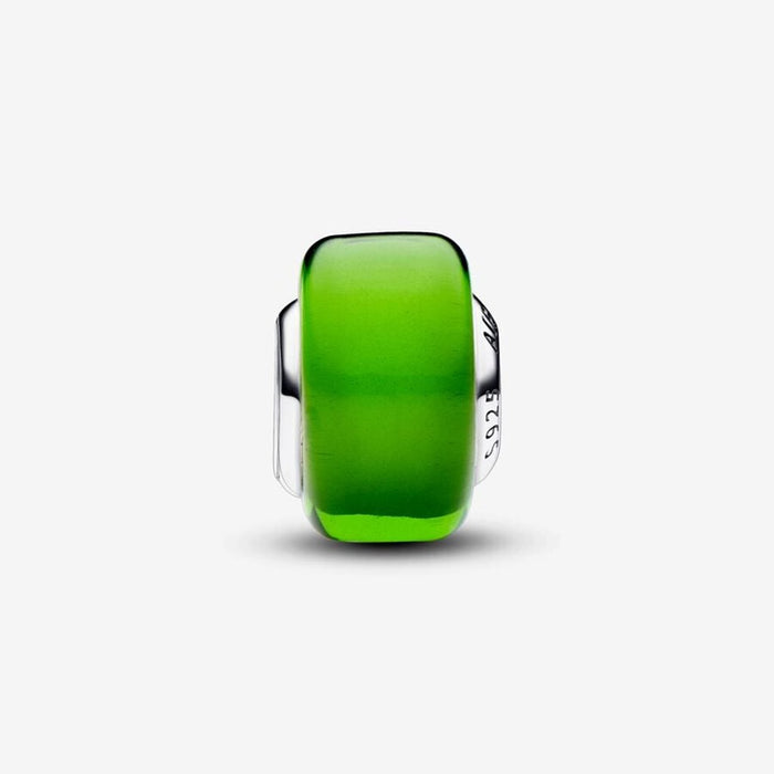 PANDORA : Green Mini Murano Glass Charm in Sterling Silver - PANDORA : Green Mini Murano Glass Charm in Sterling Silver