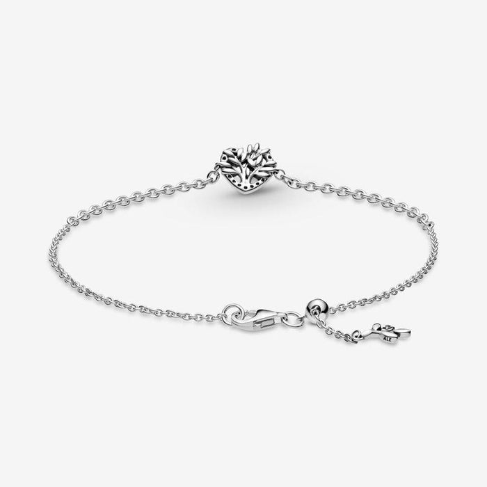 PANDORA : Heart Family Tree Chain Bracelet (7.9") -