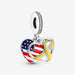 PANDORA : Heart, Flag & Remembrance Ribbon Double Dangle Charm -