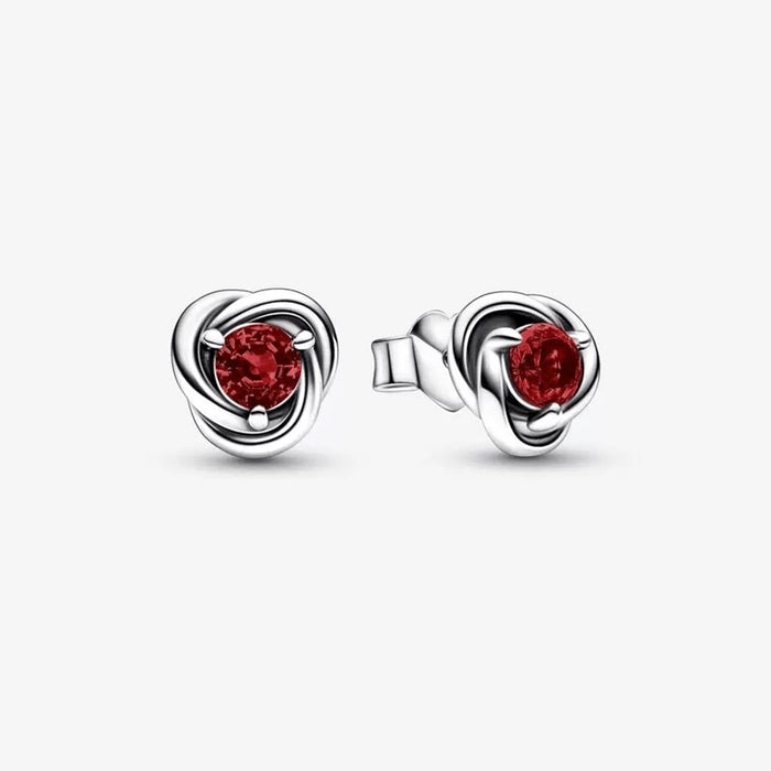 PANDORA : January Red Eternity Circle Stud Earrings -