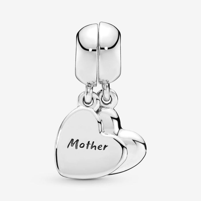 PANDORA : Mother & Son Heart Split Dangle Charm -