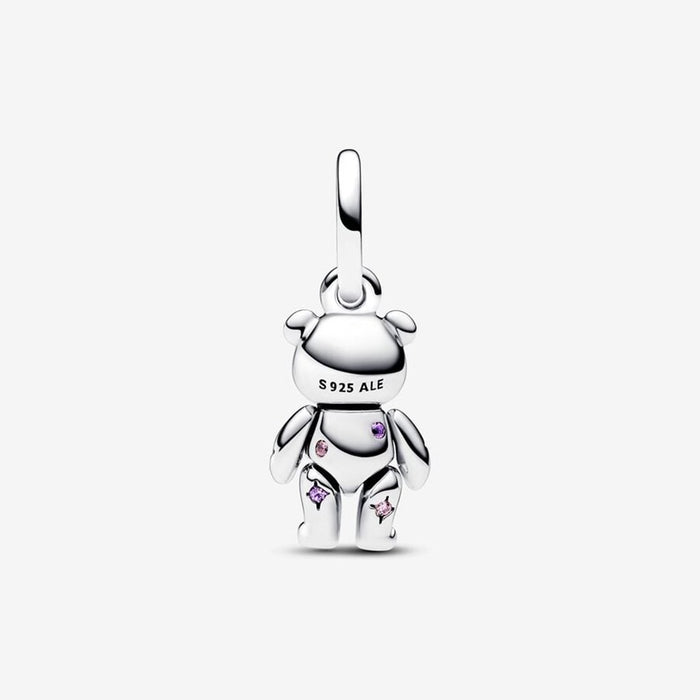 J&M Teddy Bear Charm Bead With Flower – Alloy Dangle For European Charm Bracelets