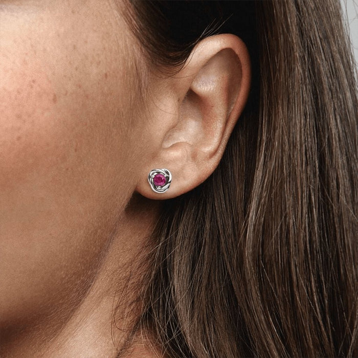 PANDORA : October Pink Eternity Circle Stud Earrings -