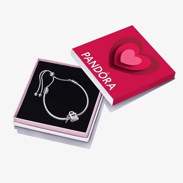 PANDORA : Open Heart Padlock & Key Bracelet Gift Set -