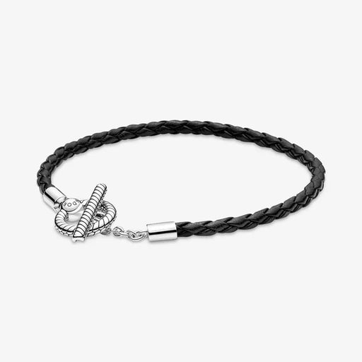 PANDORA : Pandora Moments Braided Leather T-bar Bracelet -