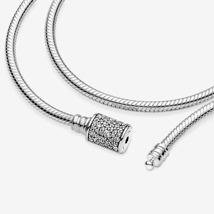 PANDORA : Pandora Moments Double Wrap Barrel Clasp Snake Chain Bracelet -