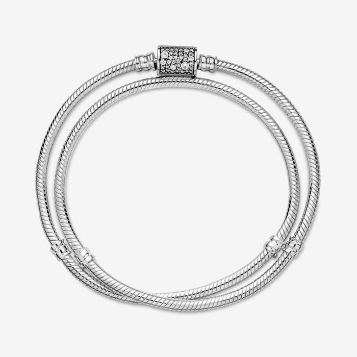 PANDORA Bracelet, Double Wrap w/ Barrel Clasp, Clear CZ - 18 cm / 7.1 in -  American Jewelry