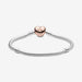 PANDORA : Pandora Moments Heart Clasp Snake Chain Bracelet in Sterling Silver & Rose Gold -