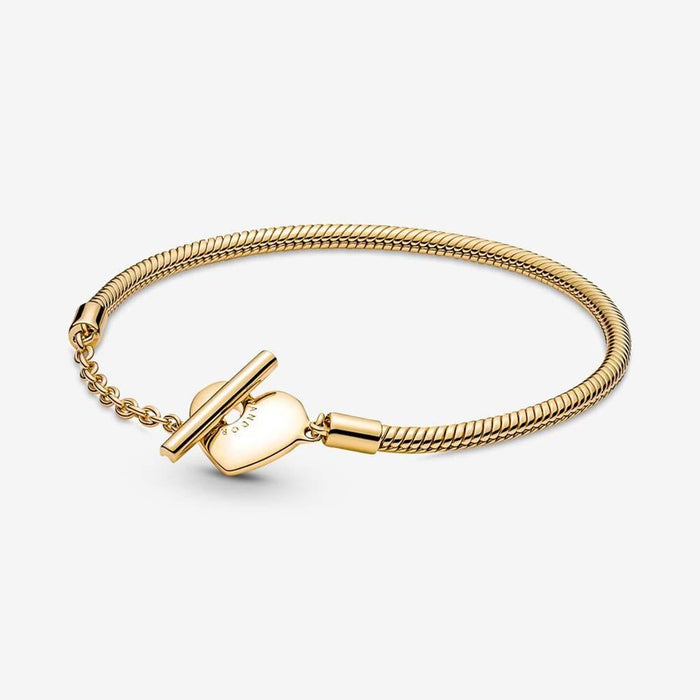 PANDORA Pandora Moments Heart T-Bar Snake Chain Bracelet Gold