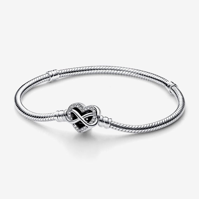 PANDORA : Pandora Moments Sparkling Infinity Heart Clasp Snake Chain Bracelet -