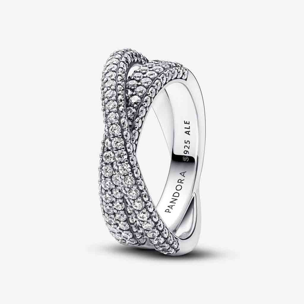 PANDORA Pandora Timeless Pavé Crossover Dual Band Ring — Annies