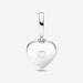 PANDORA : Pearlescent White Heart Double Dangle Charm -