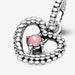 PANDORA : Petal Pink Beaded Heart Dangle Charm -