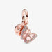 PANDORA : Pink Butterfly & Quote Double Dangle Charm -