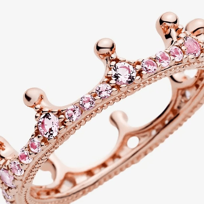 PANDORA : Pink Sparkling Crown Ring -