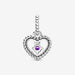 PANDORA : Purple Beaded Heart Dangle Charm -