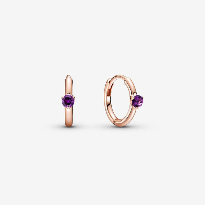 PANDORA : Purple Solitaire Huggie Hoop Earrings -