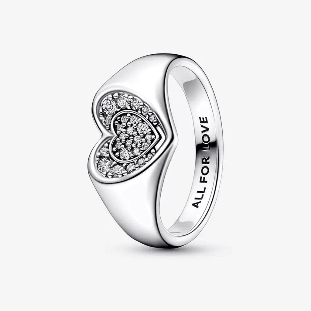 PANDORA : Sparkling Elevated Heart Ring - Annies Hallmark and