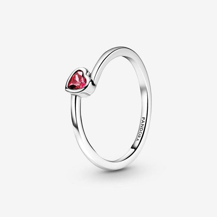 PANDORA : Red Tilted Heart Solitaire Ring -
