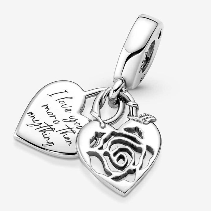 Pandora : Rose Heart Padlock Dangle Charm