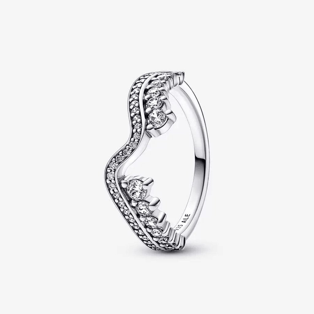 PANDORA : Sparkling Asymmetric Wave Ring - Annies Hallmark and