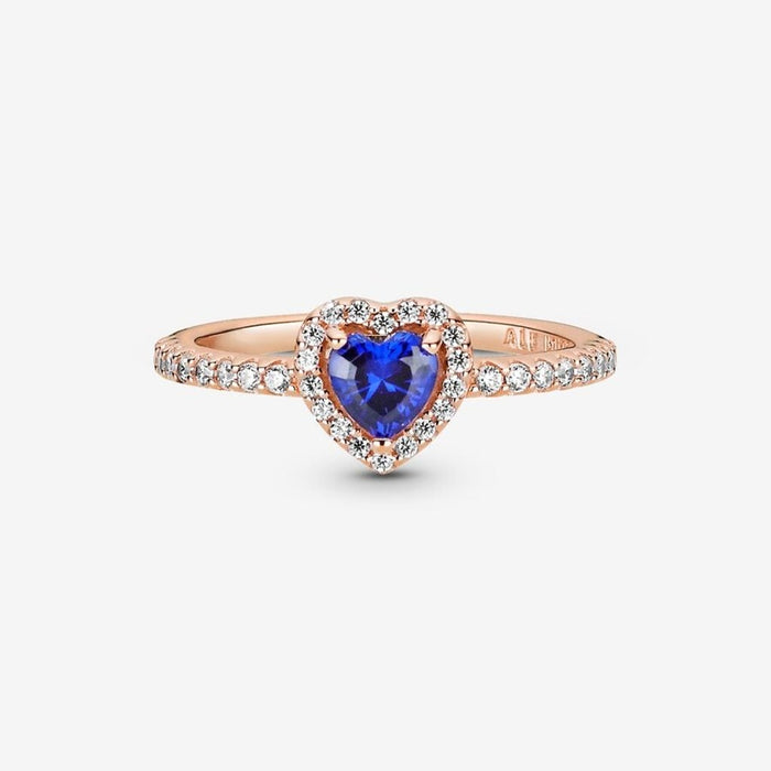 PANDORA : Sparkling Blue Elevated Heart Ring - PANDORA : Sparkling Blue Elevated Heart Ring