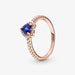PANDORA : Sparkling Blue Elevated Heart Ring - PANDORA : Sparkling Blue Elevated Heart Ring
