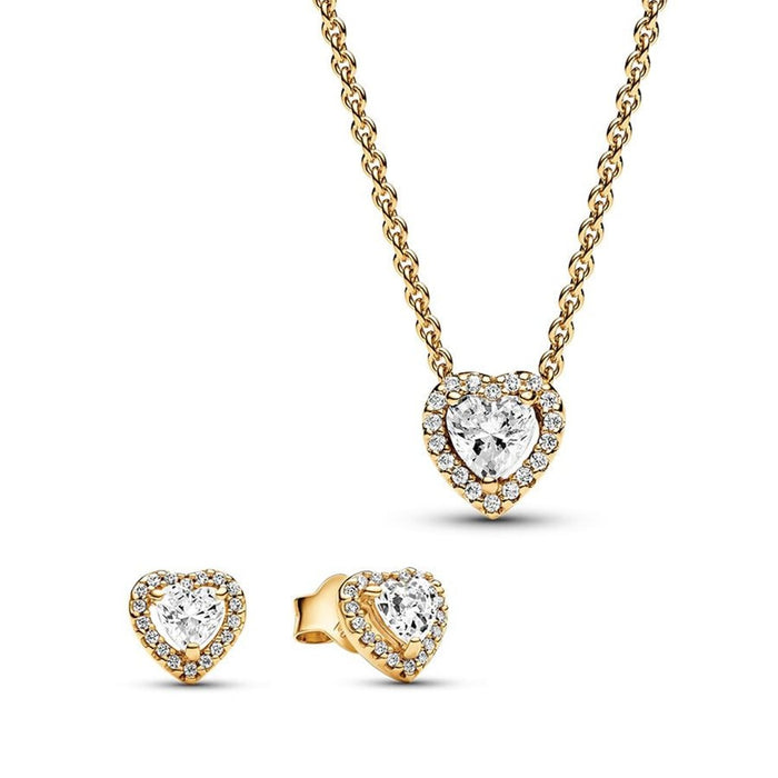PANDORA : Sparkling Elevated Heart Jewelry Gift Set - 14k Gold-plated unique metal blend - PANDORA : Sparkling Elevated Heart Jewelry Gift Set - 14k Gold-plated unique metal blend