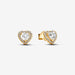 PANDORA : Sparkling Elevated Heart Stud Earrings - Gold - PANDORA : Sparkling Elevated Heart Stud Earrings - Gold