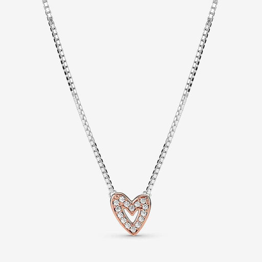 PANDORA : Sparkling Freehand Heart Necklace - 17.7" -