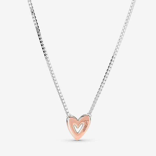 PANDORA : Sparkling Freehand Heart Necklace - 17.7" -