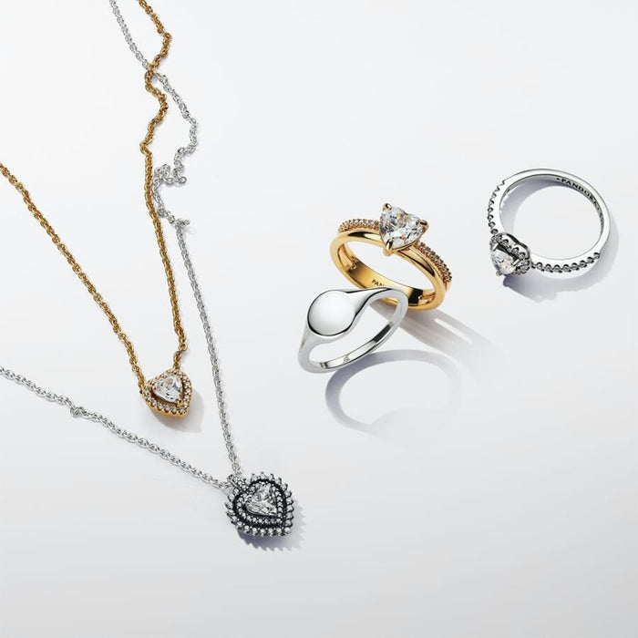 PANDORA : Sparkling Heart Collier Necklace - Gold - PANDORA : Sparkling Heart Collier Necklace - Gold