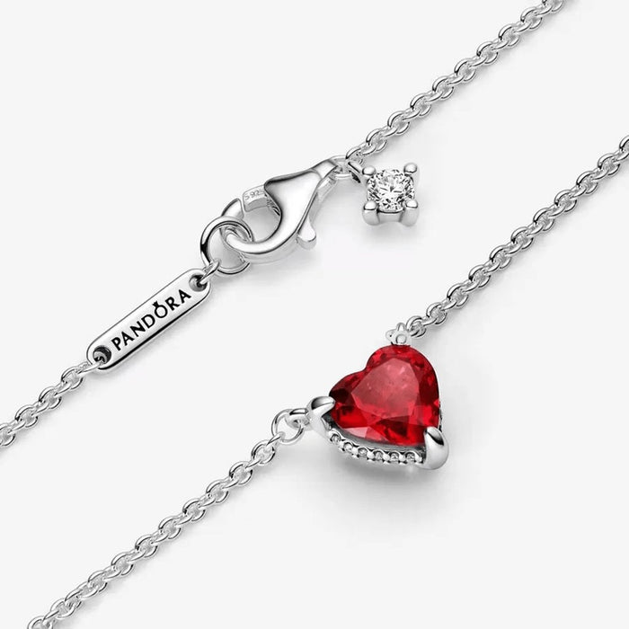 PANDORA : Sparkling Heart Halo Pendant Collier Necklace (17.7") -
