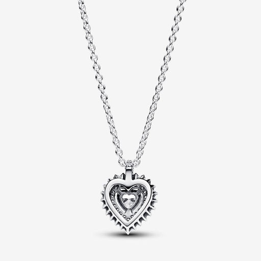 PANDORA : Sparkling Heart Halo Pendant Necklace - Sterling Silver - PANDORA : Sparkling Heart Halo Pendant Necklace - Sterling Silver