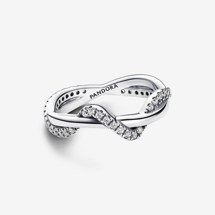 Sparkling Wave Ring, Sterling silver