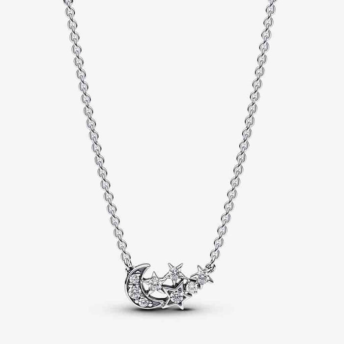 PANDORA : Sparkling Moon & Star Collier Necklace - PANDORA : Sparkling Moon & Star Collier Necklace