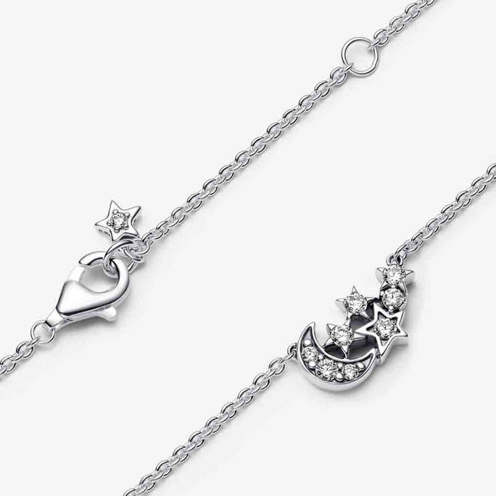 PANDORA : Sparkling Moon & Star Collier Necklace - PANDORA : Sparkling Moon & Star Collier Necklace