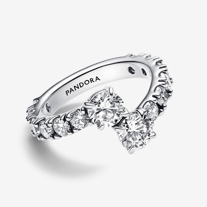 PANDORA : Sparkling Overlapping Band Ring - Sterling Silver - PANDORA : Sparkling Overlapping Band Ring - Sterling Silver