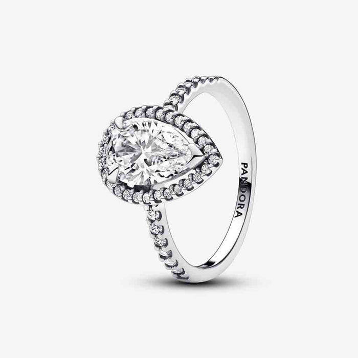 PANDORA : Sparkling Pear Halo Ring - PANDORA : Sparkling Pear Halo Ring